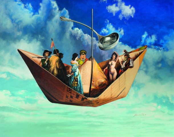 Pedro Peralta. "La Barca de Charly" acrílico s/tela 96 x 120 cm.