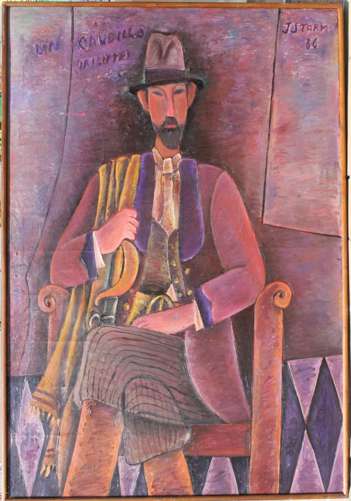 Juan Storm. "Un Caudillo Oriental" óleo sobre tela 132 x 90 cm.