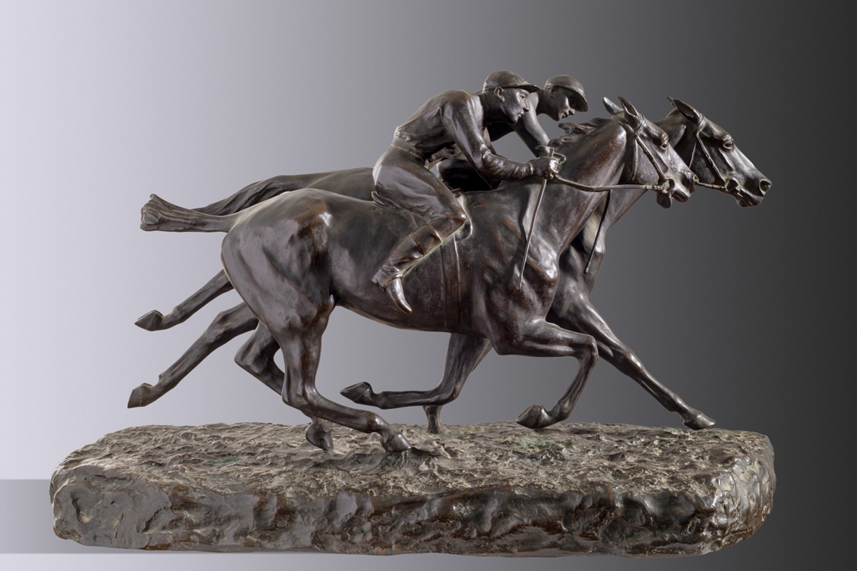 Remates EL PAÍS | Tazart Jean Louis Brown En plena carrera, por una cabeza  escultura en bronce con pátina 60 x 35 x 24 cm.