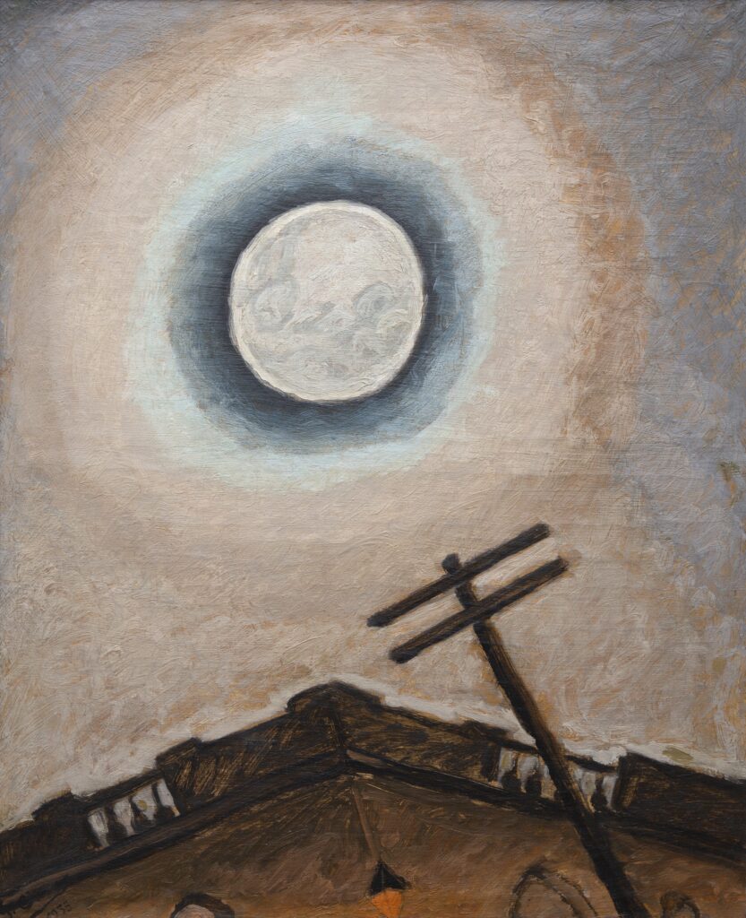 José Cuneo. "Luna sobre las azoteas de Florida". óleo sobre tela. 74 x 60 cm