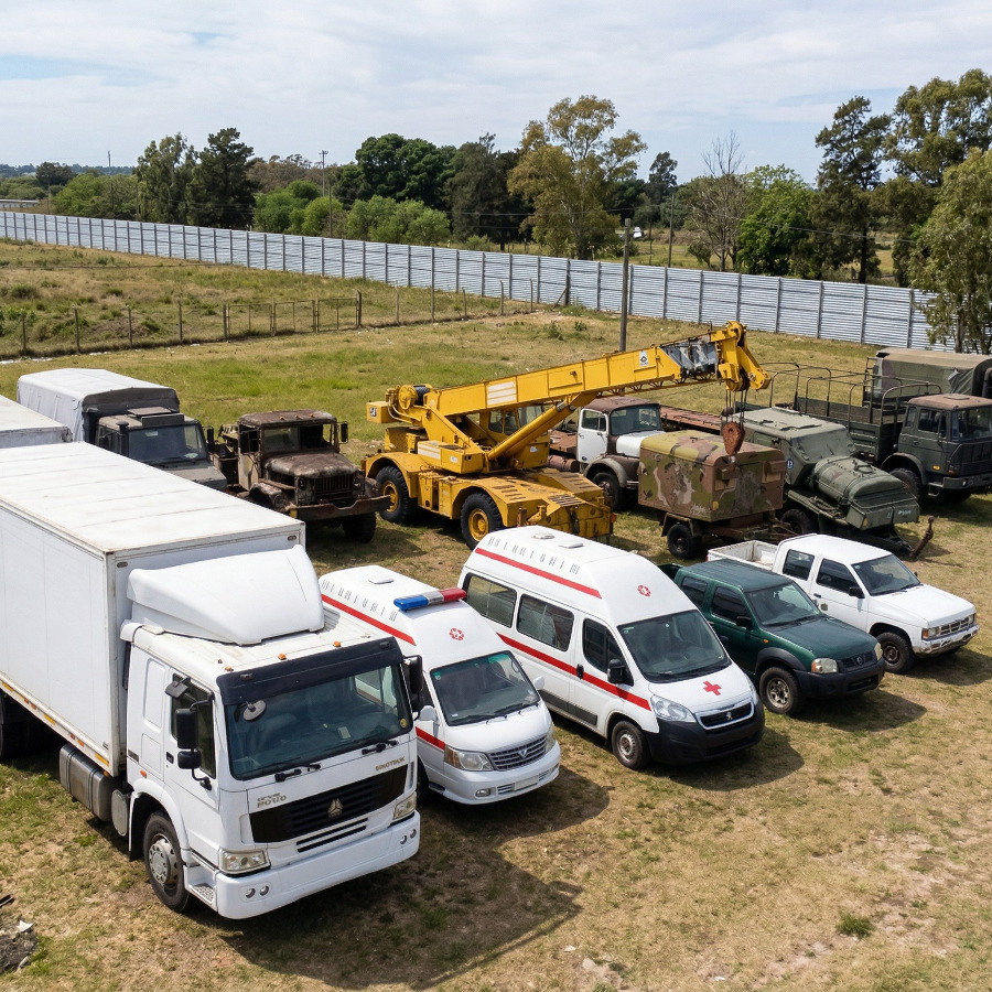 93 Autos, camionetas, camiones, remolques, chata, maquina y gruas.